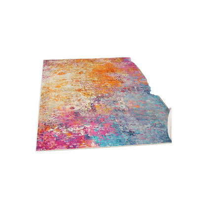 Abstract Faux Cashmere Area Rug – Multi-Color Washable Non-Slip Rug for Living Room