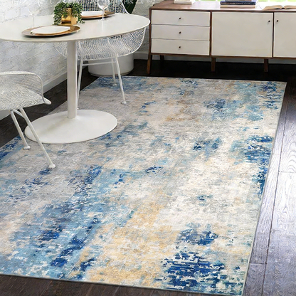 Abstract Faux Cashmere Area Rug – Multi-Color Washable Non-Slip Rug for Living Room