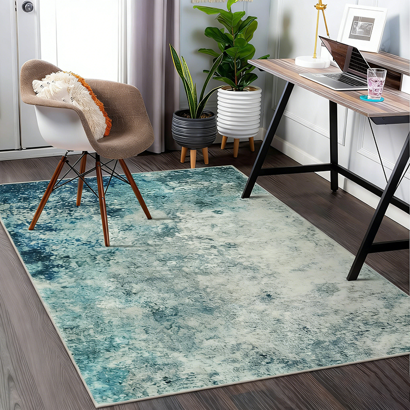 Abstract Faux Cashmere Area Rug – Multi-Color Washable Non-Slip Rug for Living Room