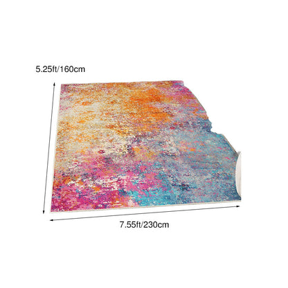 Abstract Faux Cashmere Area Rug – Multi-Color Washable Non-Slip Rug for Living Room