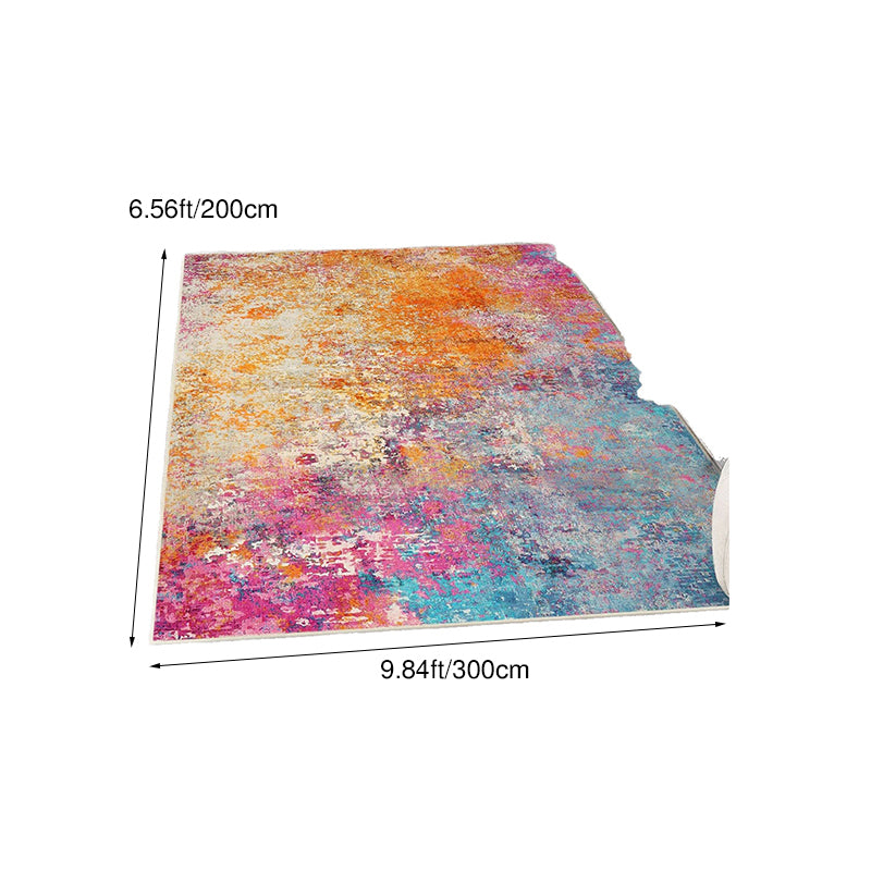 Abstract Faux Cashmere Area Rug – Multi-Color Washable Non-Slip Rug for Living Room