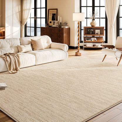 Nordique Cloud Faux Cashmere Area Rug – Ivory Non-Slip Printed Rug for Living Room