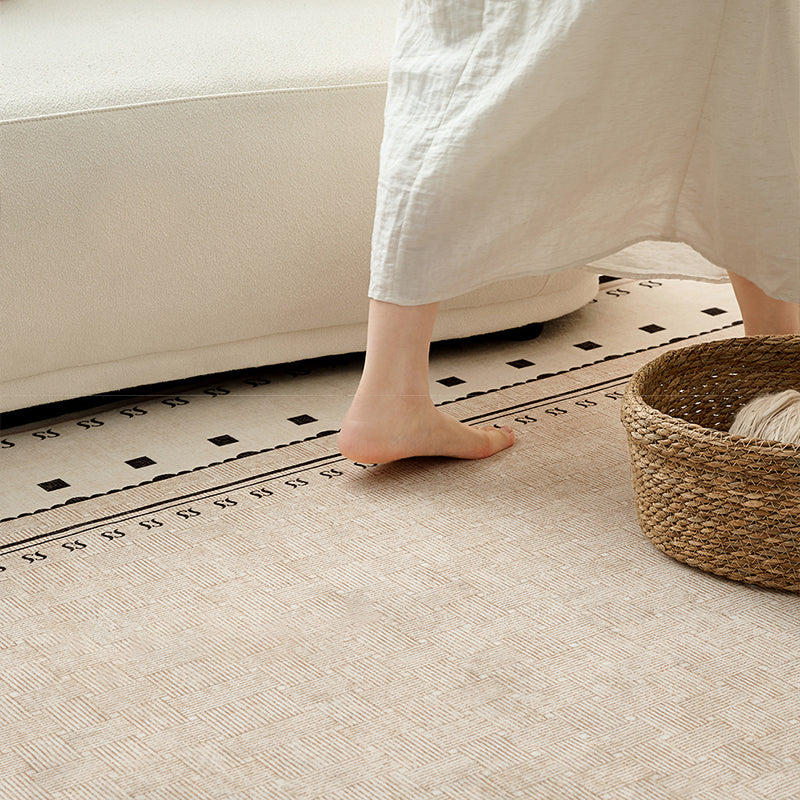 Nordique Cloud Printed Area Rug – Ivory Faux Cashmere Non-Slip Living Room Rug