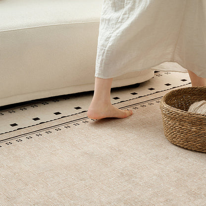 Nordique Cloud Printed Area Rug – Ivory Faux Cashmere Non-Slip Living Room Rug