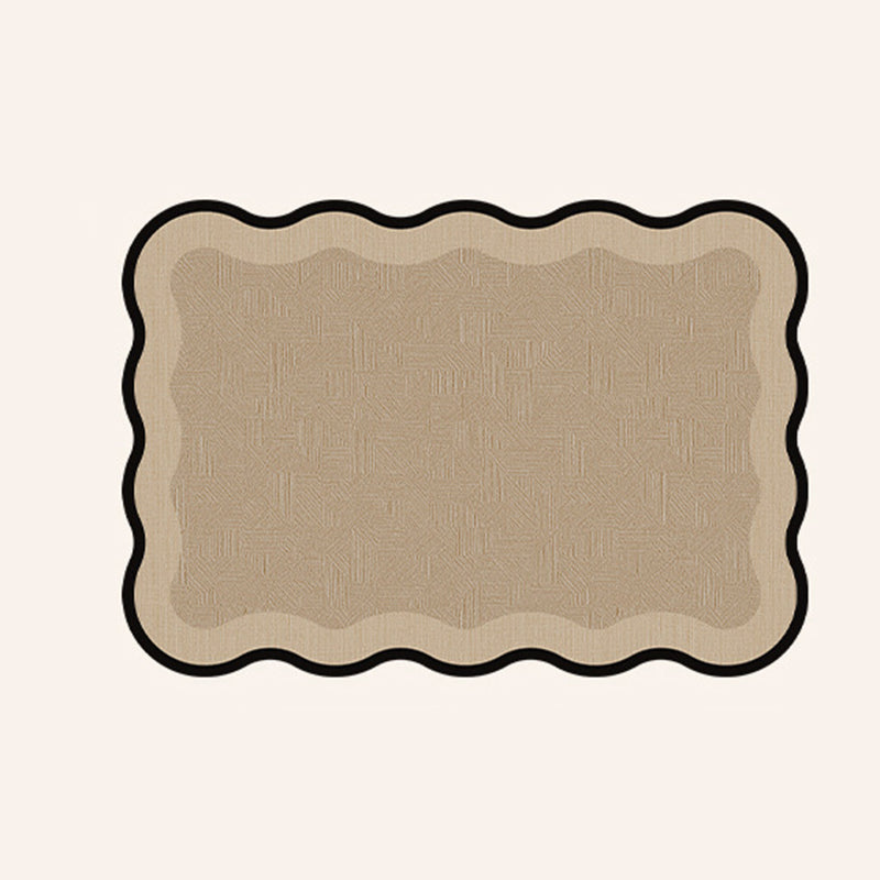 Serene Wave Scalloped Edge Area Rug – Ivory Vintage Print Waterproof Rug