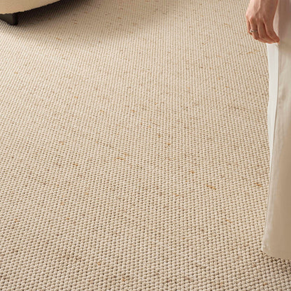 Nordic Serenity Wool Nylon Blend Rug – Warm Oatmeal Artisan Loop Pile Area Rug