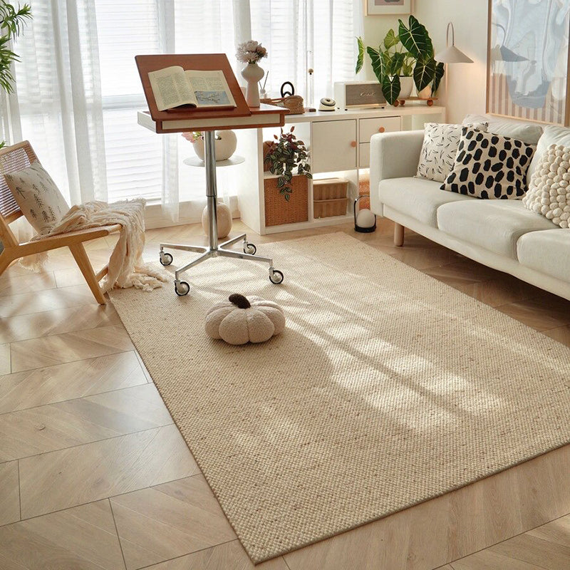 Nordic Serenity Wool Nylon Blend Rug – Warm Oatmeal Artisan Loop Pile Area Rug