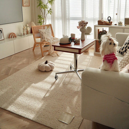 Nordic Serenity Wool Nylon Blend Rug – Warm Oatmeal Artisan Loop Pile Area Rug