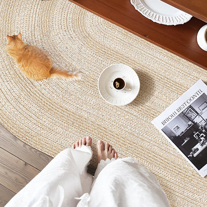 Zen Earth Handwoven Wool Jute Round Rug – Japandi Textured Weave for Living Room