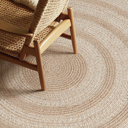 Zen Earth Handwoven Wool Jute Round Rug – Japandi Textured Weave for Living Room