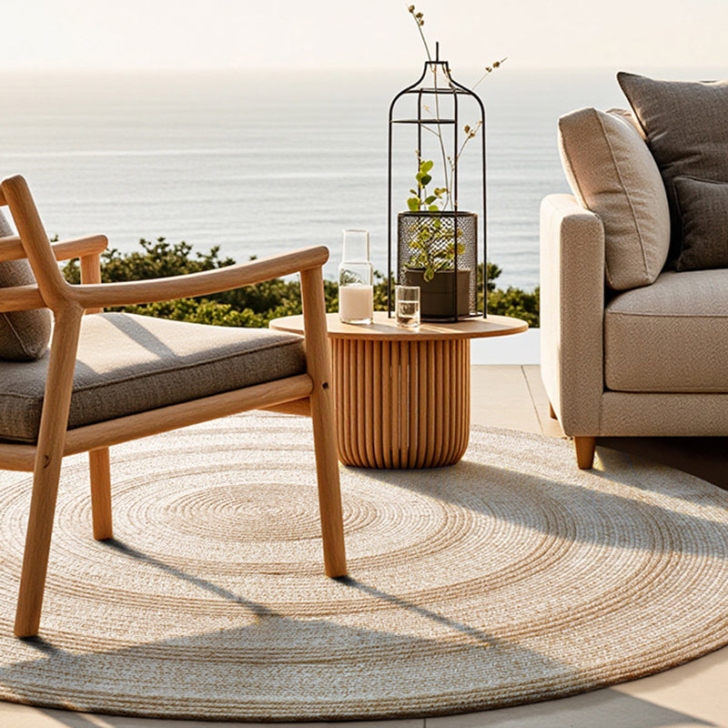 Zen Earth Handwoven Wool Jute Round Rug – Japandi Textured Weave for Living Room