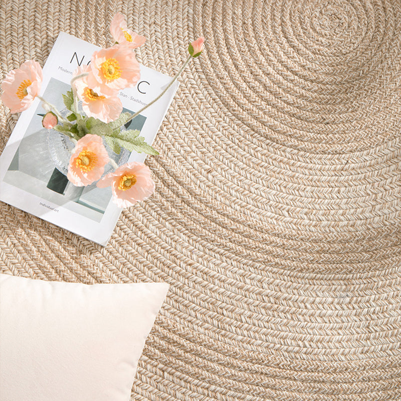 Zen Earth Handwoven Wool Jute Round Rug – Japandi Textured Weave for Living Room
