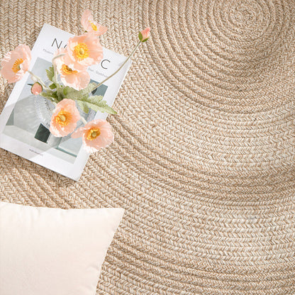 Zen Earth Handwoven Wool Jute Round Rug – Japandi Textured Weave for Living Room