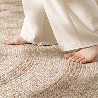Zen Earth Handwoven Wool Jute Round Rug – Japandi Textured Weave for Living Room
