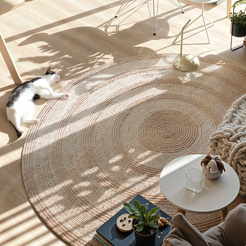 Zen Earth Handwoven Wool Jute Round Rug – Japandi Textured Weave for Living Room