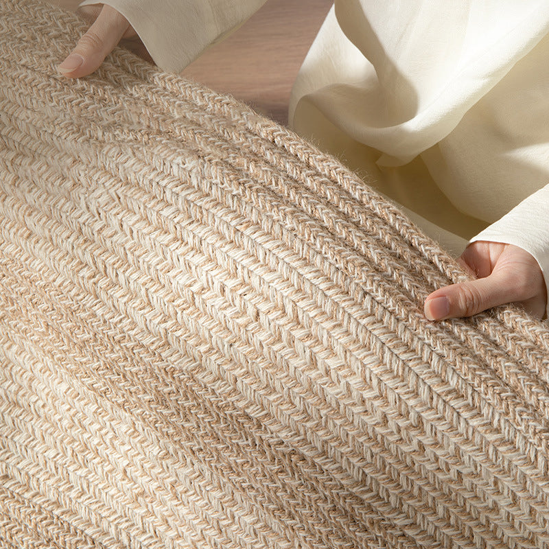 Zen Earth Handwoven Wool Jute Round Rug – Japandi Textured Weave for Living Room
