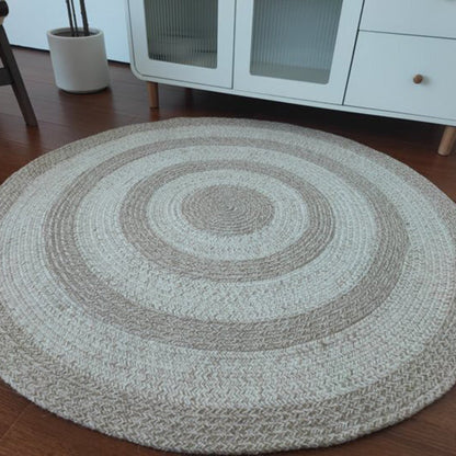 Zen Earth Handwoven Wool Jute Round Rug – Japandi Textured Weave for Living Room
