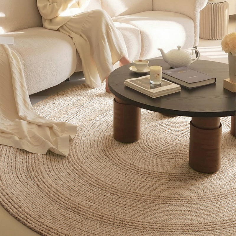 Zen Earth Handwoven Wool Jute Round Rug – Japandi Textured Weave for Living Room