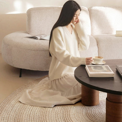 Zen Earth Handwoven Wool Jute Round Rug – Japandi Textured Weave for Living Room