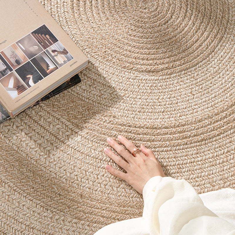 Zen Earth Handwoven Wool Jute Round Rug – Japandi Textured Weave for Living Room