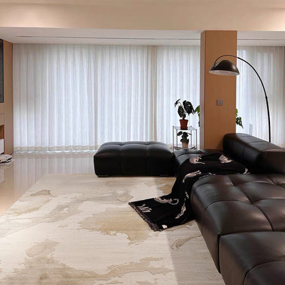 Zen Horizon Japandi Area Rug – Ivory 3D High-Low Sculpted Texture Rug
