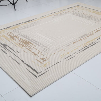Zen Horizon Japandi Area Rug – Ivory 3D High-Low Sculpted Texture Rug