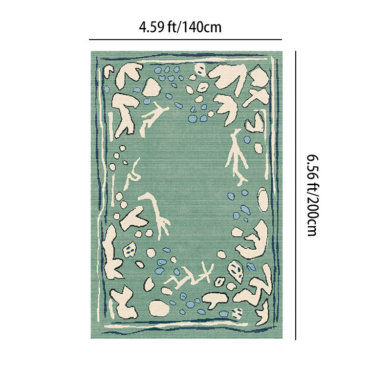 Azure Current Abstract Area Rug – Deep Sea Blue and Sage Non-Slip Rug