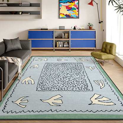 Azure Current Abstract Area Rug – Deep Sea Blue and Sage Non-Slip Rug