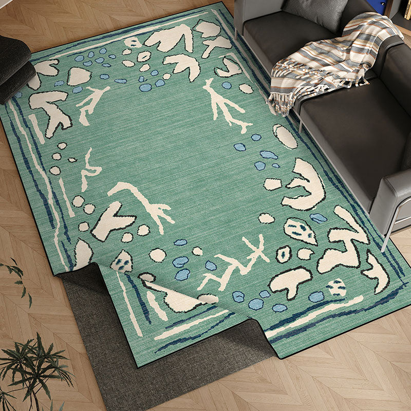 Azure Current Abstract Area Rug – Deep Sea Blue and Sage Non-Slip Rug