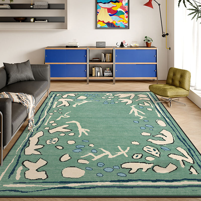Azure Current Abstract Area Rug – Deep Sea Blue and Sage Non-Slip Rug