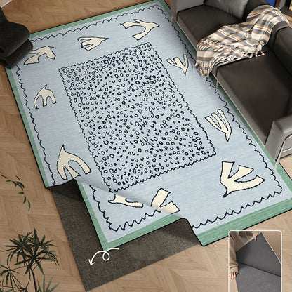 Azure Current Abstract Area Rug – Deep Sea Blue and Sage Non-Slip Rug