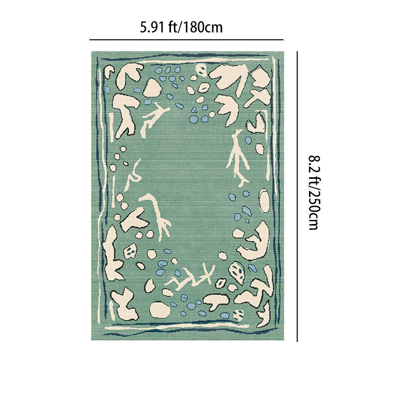 Azure Current Abstract Area Rug – Deep Sea Blue and Sage Non-Slip Rug