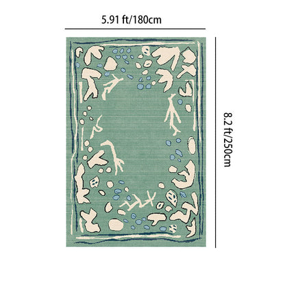 Azure Current Abstract Area Rug – Deep Sea Blue and Sage Non-Slip Rug