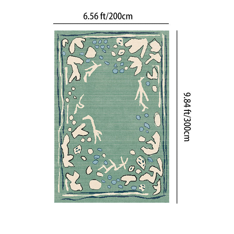 Azure Current Abstract Area Rug – Deep Sea Blue and Sage Non-Slip Rug