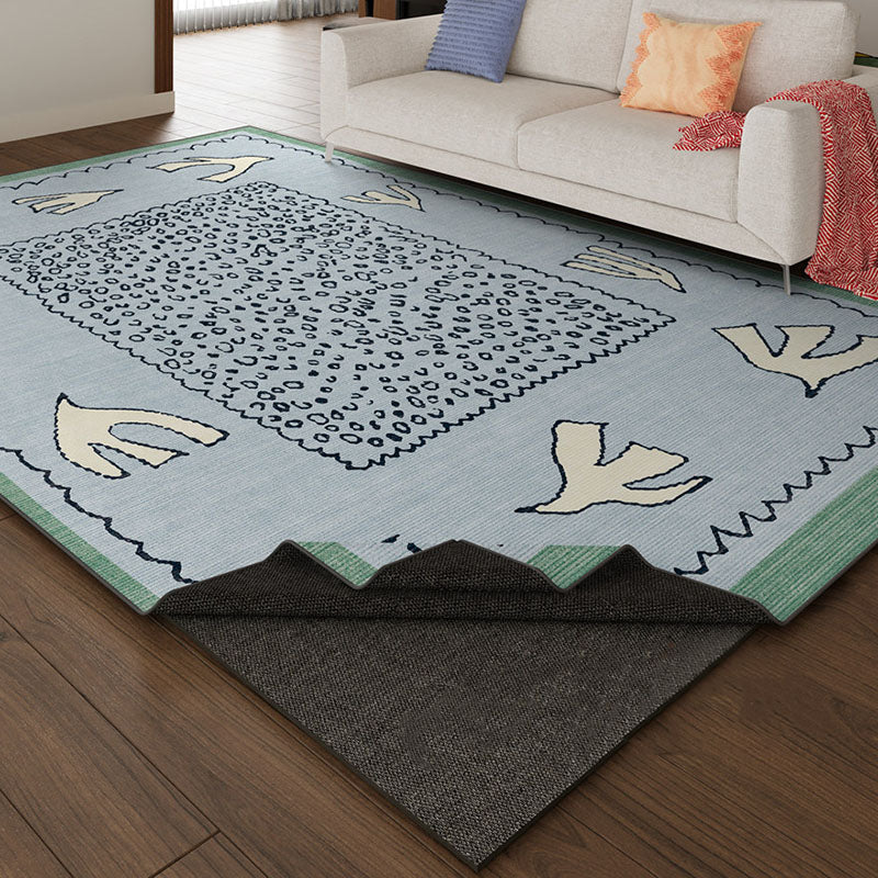 Azure Current Abstract Area Rug – Deep Sea Blue and Sage Non-Slip Rug