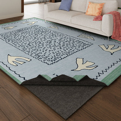 Azure Current Abstract Area Rug – Deep Sea Blue and Sage Non-Slip Rug