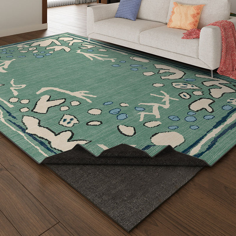 Azure Current Abstract Area Rug – Deep Sea Blue and Sage Non-Slip Rug