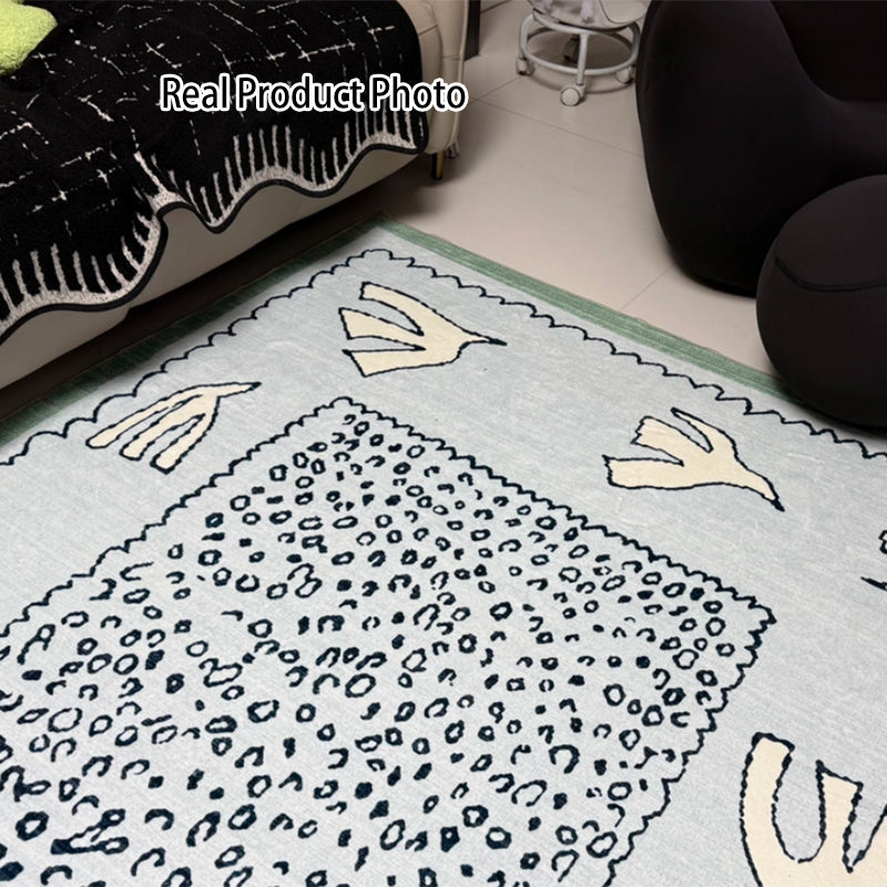 Azure Current Abstract Area Rug – Deep Sea Blue and Sage Non-Slip Rug