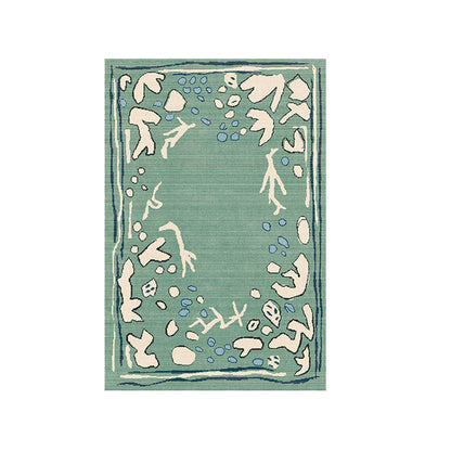 Azure Current Abstract Area Rug – Deep Sea Blue and Sage Non-Slip Rug