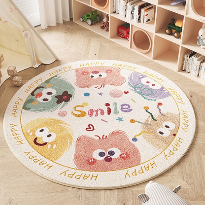 Wonder-Round Faux Cashmere Kids Rug – Soft Round Nursery Rug, Anti-Skid