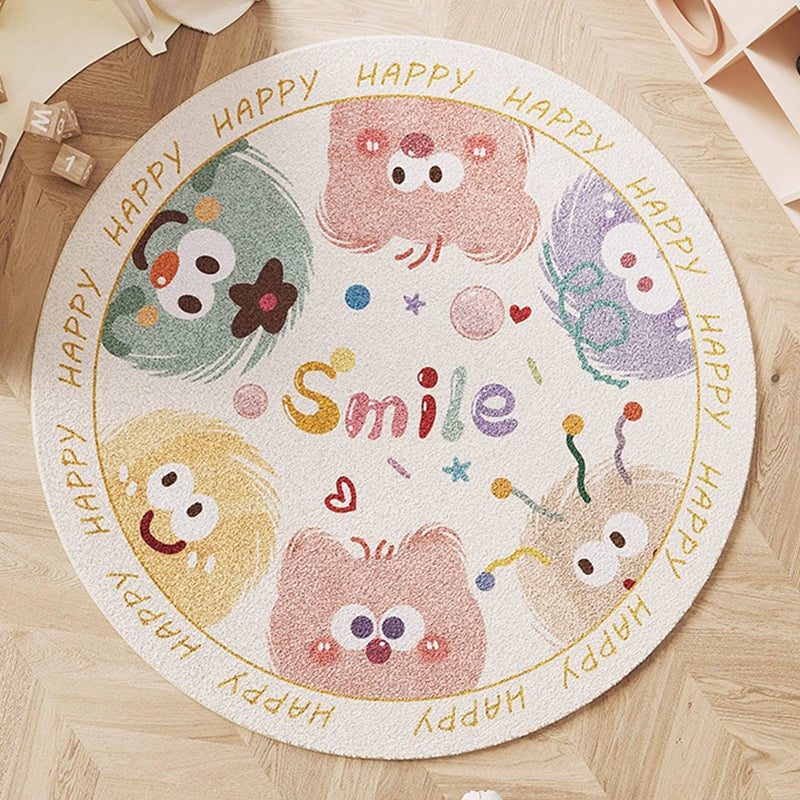 Wonder-Round Faux Cashmere Kids Rug – Soft Round Nursery Rug, Anti-Skid