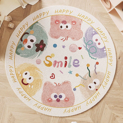 Wonder-Round Faux Cashmere Kids Rug – Soft Round Nursery Rug, Anti-Skid