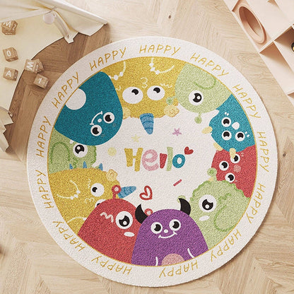Wonder-Round Faux Cashmere Kids Rug – Soft Round Nursery Rug, Anti-Skid