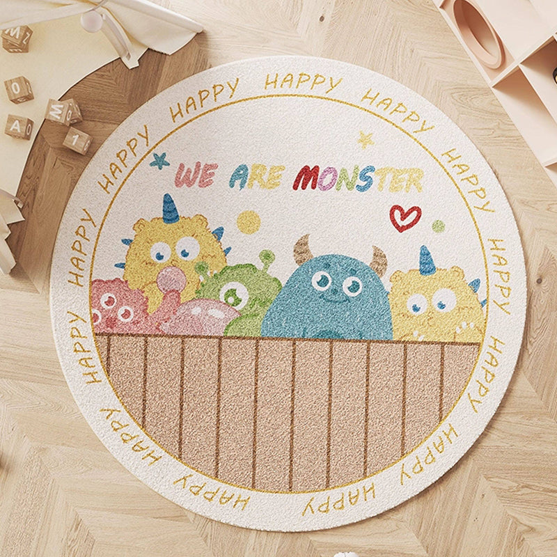Wonder-Round Faux Cashmere Kids Rug – Soft Round Nursery Rug, Anti-Skid