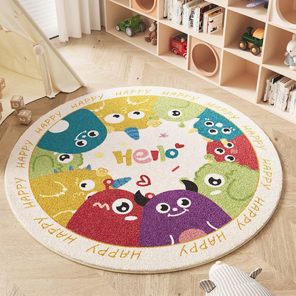 Wonder-Round Faux Cashmere Kids Rug – Soft Round Nursery Rug, Anti-Skid