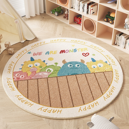 Wonder-Round Faux Cashmere Kids Rug – Soft Round Nursery Rug, Anti-Skid