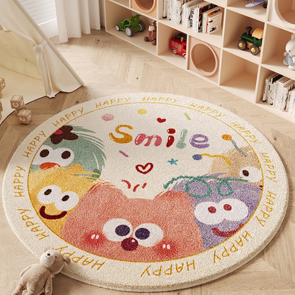 Wonder-Round Faux Cashmere Kids Rug – Soft Round Nursery Rug, Anti-Skid