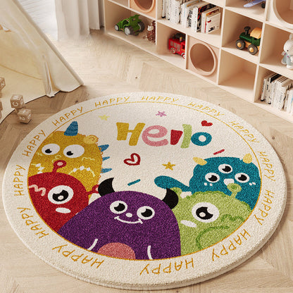 Wonder-Round Faux Cashmere Kids Rug – Soft Round Nursery Rug, Anti-Skid