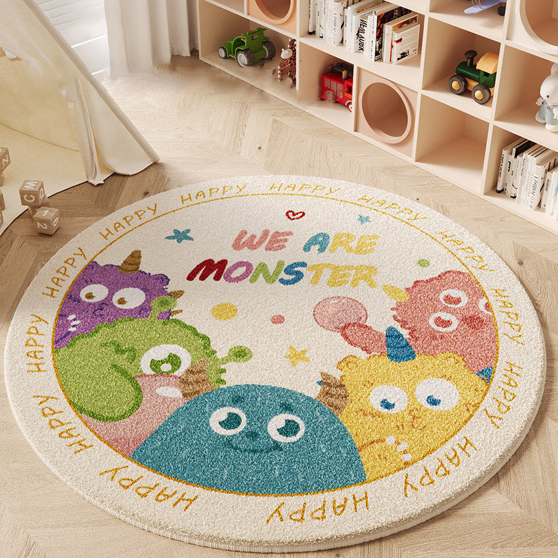 Wonder-Round Faux Cashmere Kids Rug – Soft Round Nursery Rug, Anti-Skid