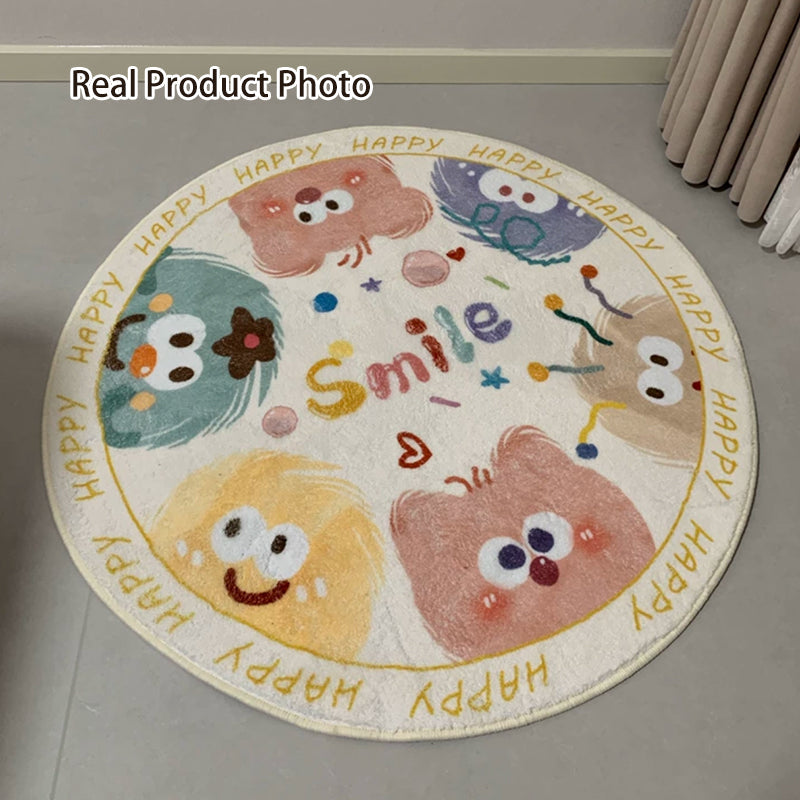 Wonder-Round Faux Cashmere Kids Rug – Soft Round Nursery Rug, Anti-Skid